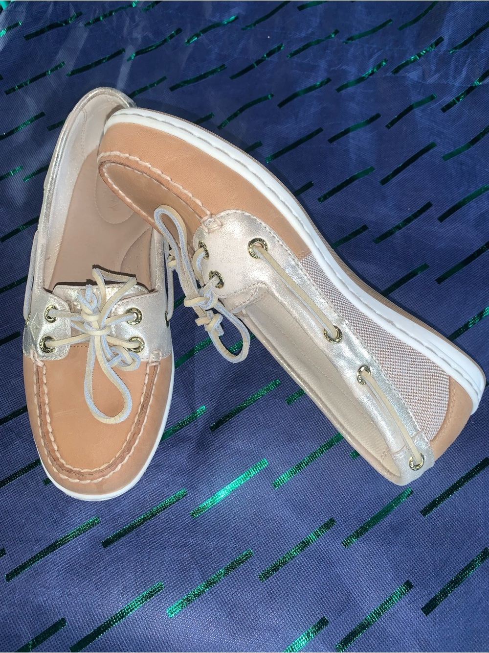 Women’s Sperry Angelfish Tan and Gold Boat Shoes